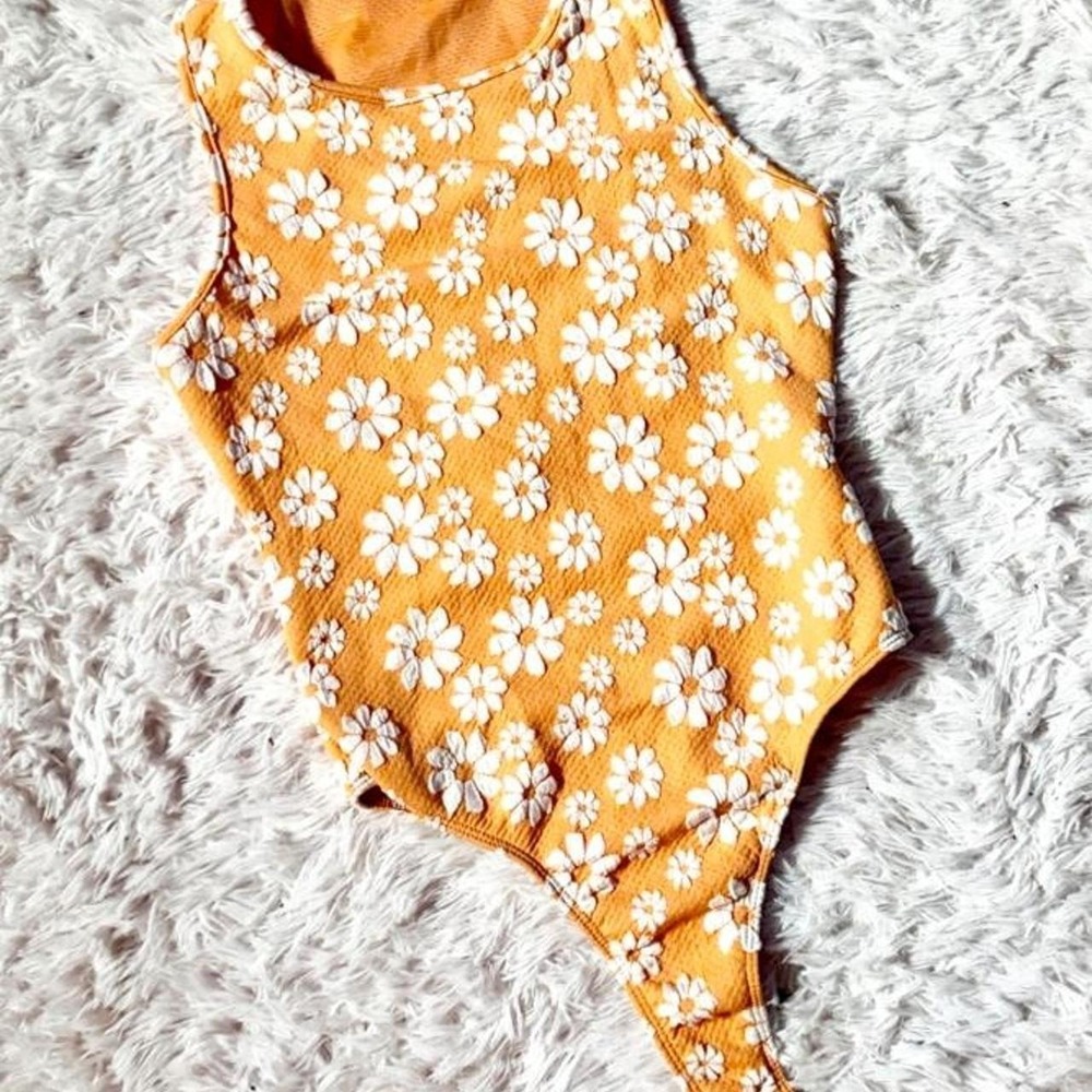 Groovy Daisy Retro Flower Child Bodysuit Womens S Colorful Maximalist Bright